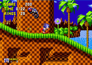 Sonic em seu momento mais marcante: correr na fase Green Hill Zone, de 'Sonic the Hedgehog' (Foto: Divulgação)