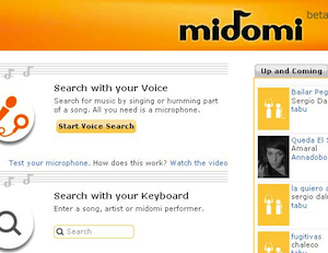 Midomi é um serviço na internet que auxilia a localizar informações sobre músicas a partir do navegador (Foto: Reprodução)