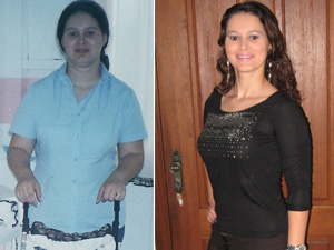 Rosângela antes e depois da perda de peso (Foto: Arquivo pessoal)