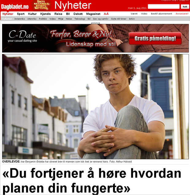 Jornal norueguês entrevistou o autor da carta após sua publicação e repercussão na internet (Foto: Reprodução/Dagbladet)