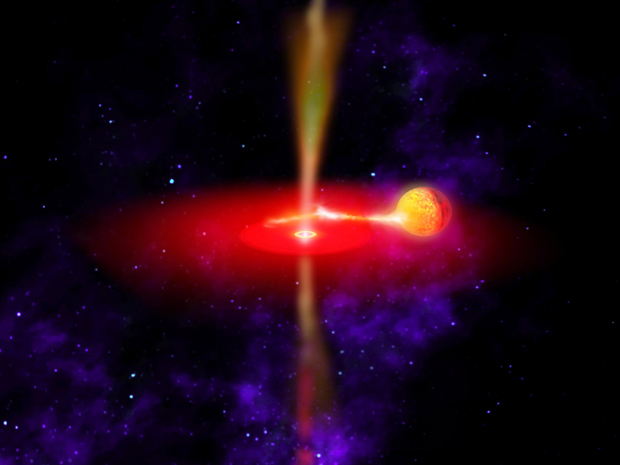 Ilustração mostra como os cientistas imaginam que seja a aparência do buraco negro GX 339-4 (Foto: Nasa)