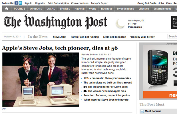 Steve Jobs Washington Post (Foto: Reprodução)