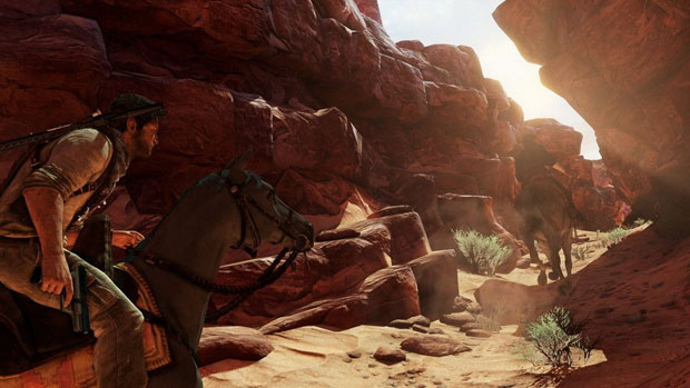 'Uncharted 3' traz belo visual com bons efeitos de luz e fumaça. O destaque fica por conta da fase no deserto (Foto: Divulgação)