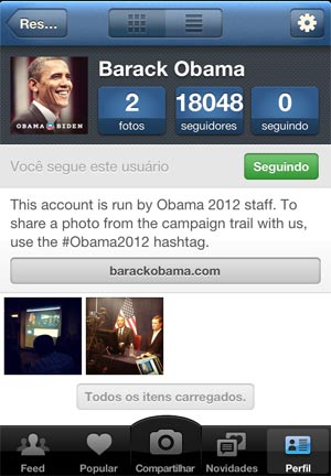 O rec?m criado perfil de Obama no Instagram (Foto: Reprodu??o)