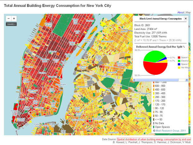 Áreas comerciais são as que mais gastam energia e aparecem em vermelho escuro no mapa (Foto: Reprodução)