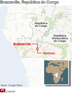 Mapa República do Congo (Foto: Editoria de Arte/G1)