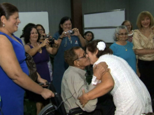 Casamento foi realizado no Hospital do Coração de Messejana. (Foto: TV Verdes Mares/Reprodução)