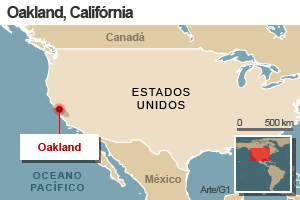 mapa okland califórnia (Foto: Editoria de Arte / G1)