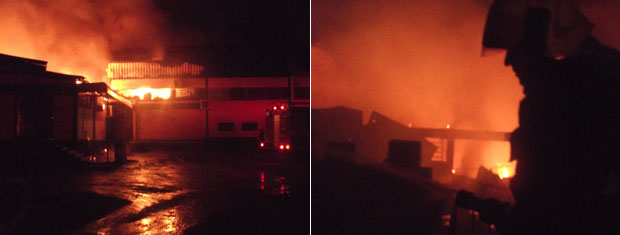 Incêndio em metalúrgica de Araricá, RS, é controlado após sete horas (Foto: Divulgação/Corpo de Bombeiros de Sapiranga)