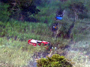 Local onde aeronave caiu na zona rural de Itirapina (Foto: Reprodução/EPTV)