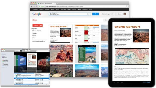 Google Drive no Mac, em um navegador e em um tablet com Android (Foto: Divulgação)