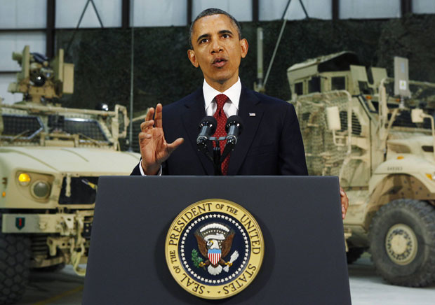 Discurso de Obama em base militar americana perto de Cabul foi transmitido ao vivo (Foto: Kevin Lamarque/Reuters)