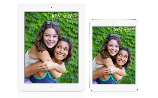 Quarta geração do iPad comparada com a nova versão do iPad mini (Foto: Reprodução/Apple)
