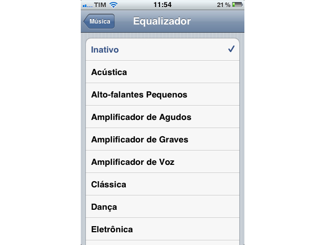 Equalizador de músicas do iPhone (Foto: Reprodução)