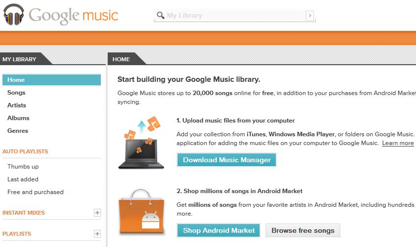 google music tela inicial (Foto: Tela de boas vindas do Google Music)