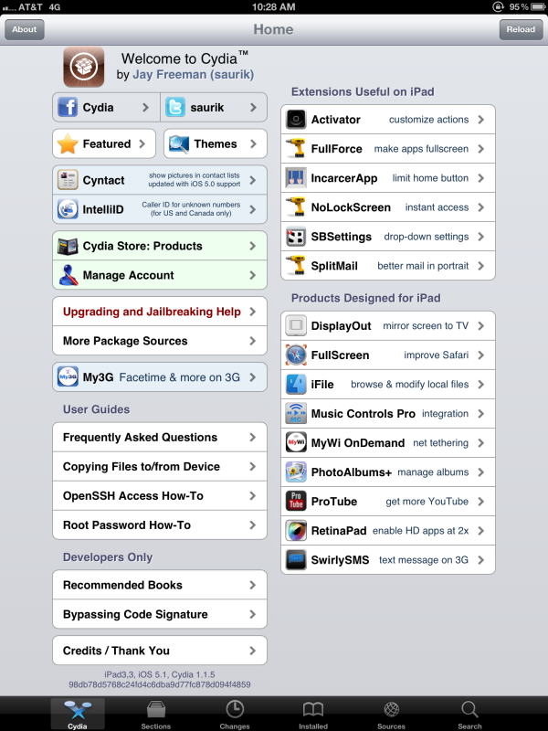 Jailbreak funcionando no novo iPad (Foto: Reprodução/Twitter@MuscleNerd)