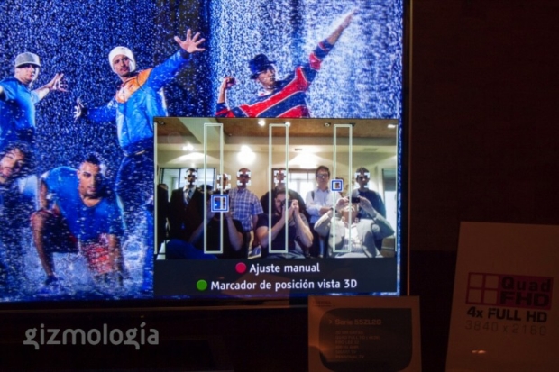 Nova TV 3D da Toshiba detecta os rostos do usuário, indicando a melhor posição na sala (Foto: Reprodução/Gizmologia)