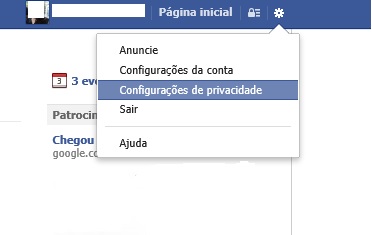 Acessando as configurações de privacidade do Facebook (Foto: Reprodução/Carolina Ribeiro)