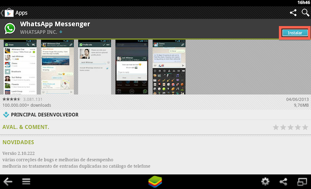 Whatsapp para pc - Clique em Instalar