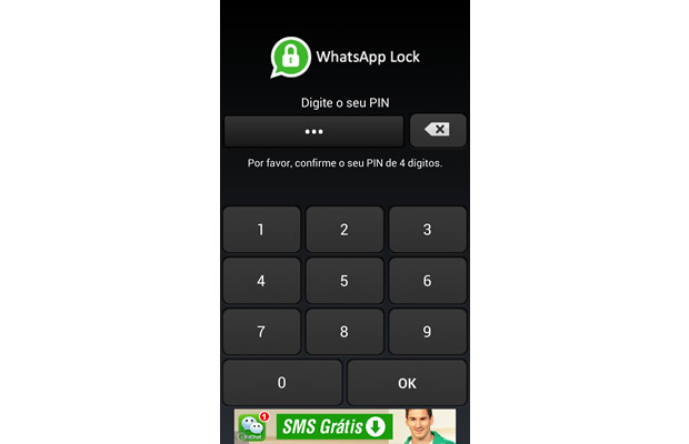 Confirme a senha escolhida para configurar o Whatsapp Lock (Foto: Reprodução/ Daniel Ribeiro)
