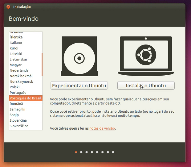 Iniciando o instalador do Ubuntu (Foto: Reprodução/Edivaldo Brito)