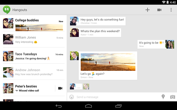 Hangouts para Android ficou ainda mais completo (Foto: Divulgação)