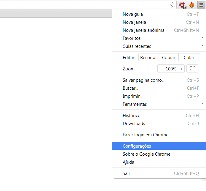 Acesse a opção Configurações no Google Chrome