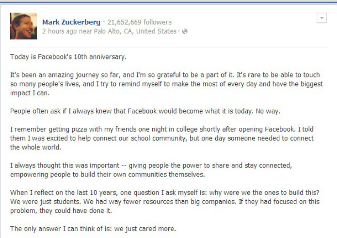 Mark Zuckerberg prevê contribuição do Facebook para a sociedade nas próximas décadas.