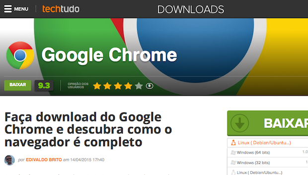 Baixando Google Chrome no TechTudo Downloads (Foto: Reprodu??o/Edivaldo Brito)