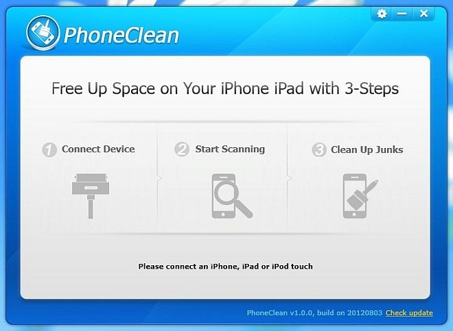 Use o PhoneClean para fazer uma varredura no iOS (Foto: Divulga??o/ PhoneClean)