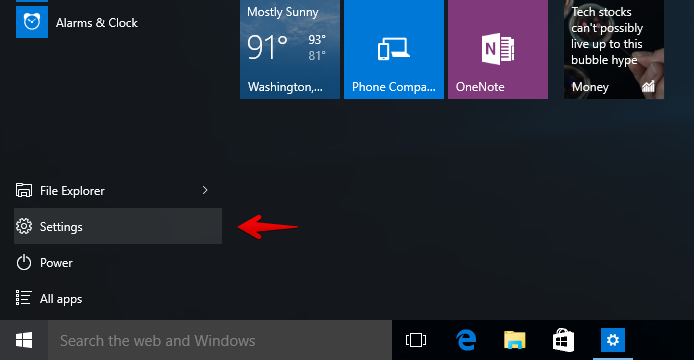 Acesse as configurações do Windows 10 (Foto: Reprodução/Helito Bijora) 