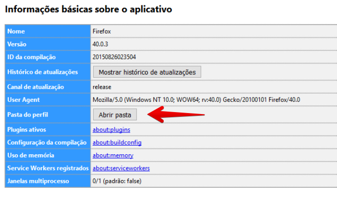 Abrindo a pasta de perfil do Firefox (Foto: Felipe Alencar/TechTudo)