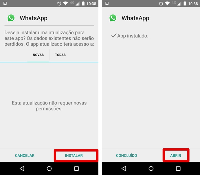 Agora é só instalar e abrir a mais nova versão do Whatsapp (Foto: Felipe Alencar/TechTudo) 
