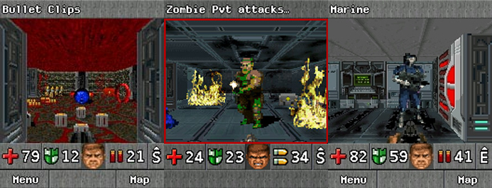 Doom RPG converteu a franquia para um gênero inusitado surpreendentemente bem (Foto: Reprodução/Java Games for Mobile, Bit-Tech e GameSpy)