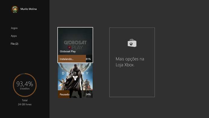 Aguarde o download do Globosat Play no seu Xbox (Foto: Reprodução/Murilo Molina)