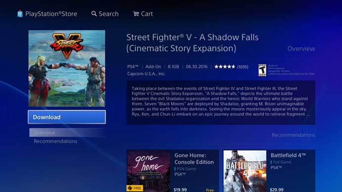 Clique em download no DLC de Street Fighter V (Foto: Reprodução/Murilo Molina)
