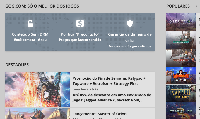 Conheça o GOG, concorrente do Steam que chegou ao Brasil (Foto: Reprodução/Felipe Vinha)