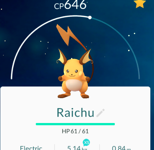 Raichu em Pokémon Go (Foto: Reprodução/Felipe Vinha)