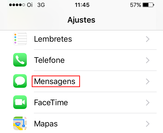 Acessando as configurações de mensagens do iOS (Foto: Reprodução/Edivaldo Brito)