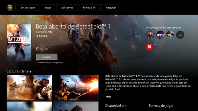 Faça o download de Battlefield 1 na Xbox Live (Foto: Reprodução/Murilo Molina)