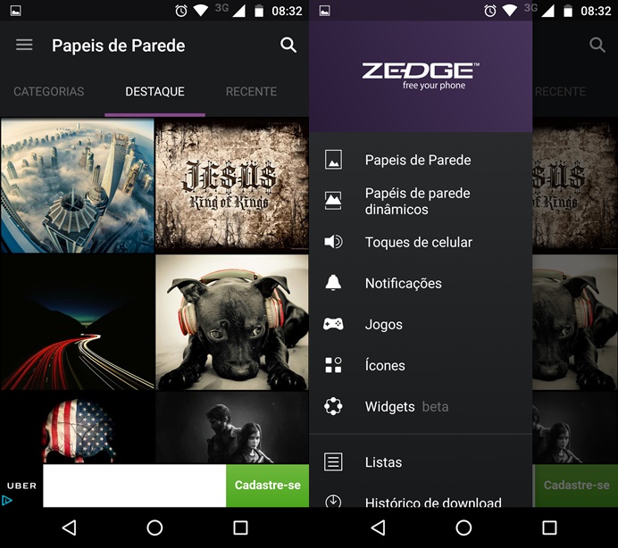 ZEDGE é um dos mais completos apps de personalização do celular (Foto: Felipe Alencar/TechTudo) 