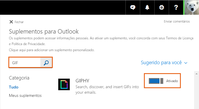Ative o recurso de Giphy no Outlook.com (Foto: Reprodução/Barbara Mannara)