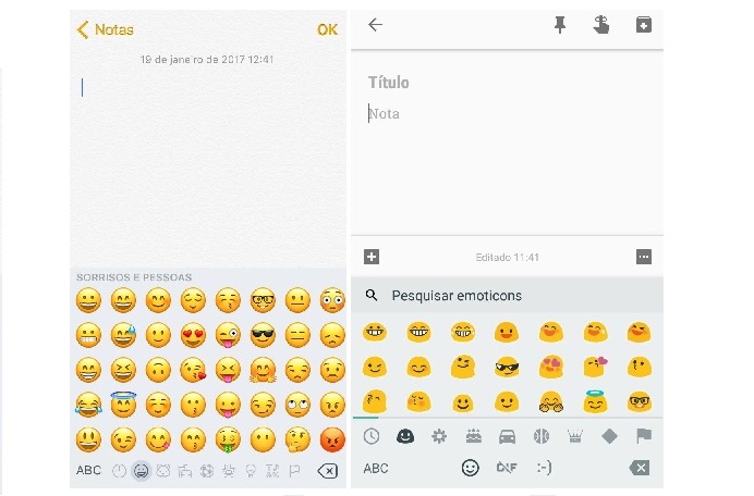 Emojis no Android e no iOS (Reprodução/Luana Marfim)